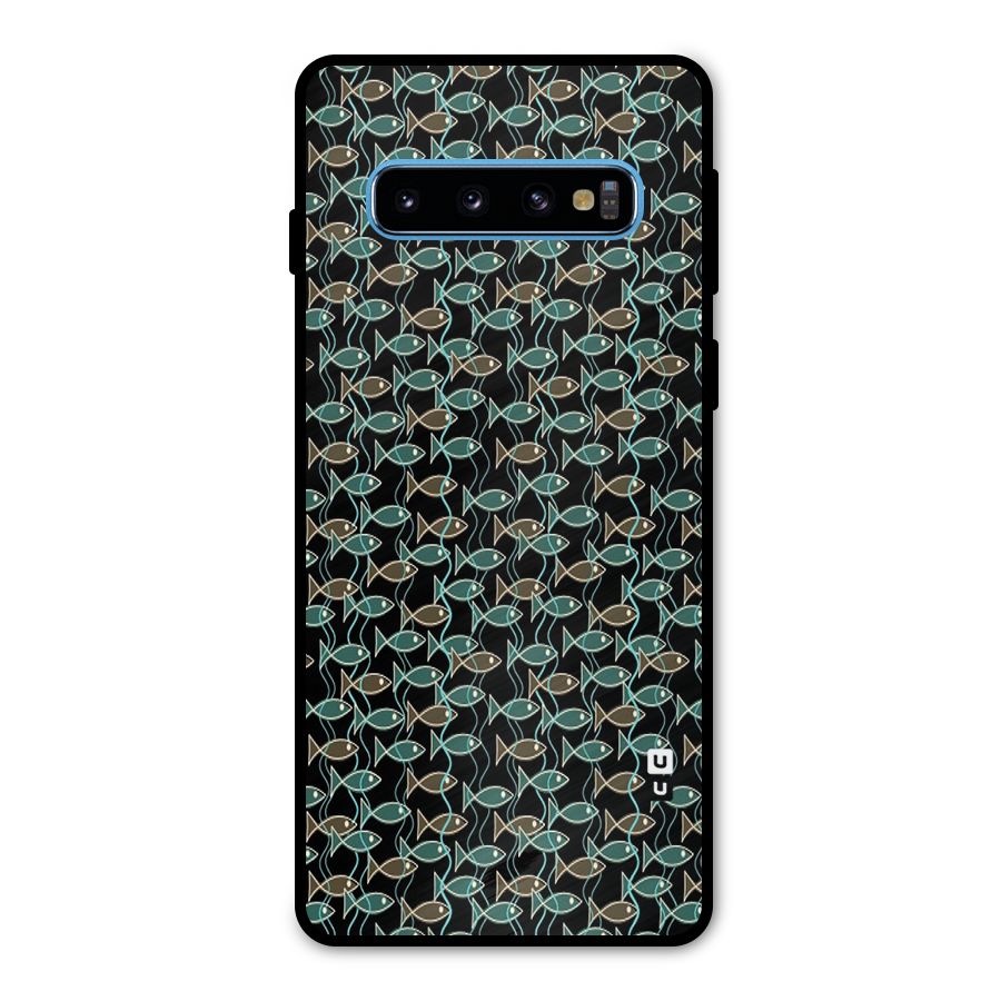 Animated Fishes Art Pattern Metal Back Case for Galaxy S10