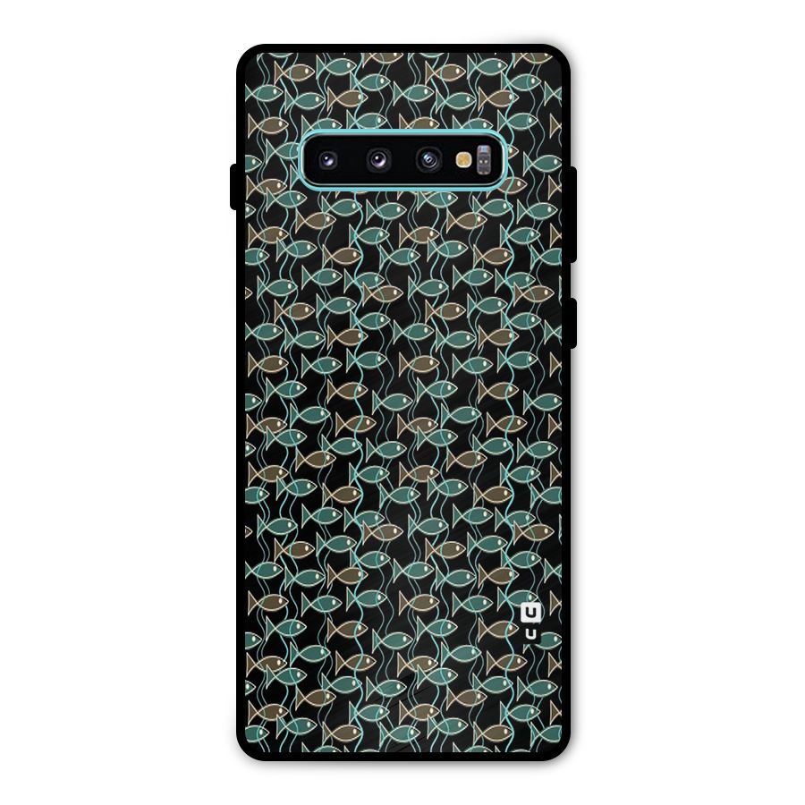 Animated Fishes Art Pattern Metal Back Case for Galaxy S10 Plus