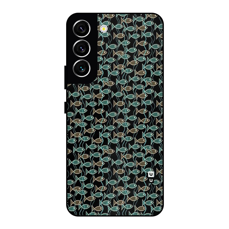 Animated Fishes Art Pattern Metal Back Case for Galaxy S22 5G
