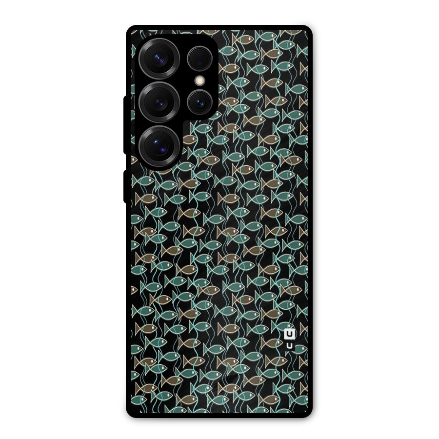 Animated Fishes Art Pattern Metal Back Case for Galaxy S25 Ultra