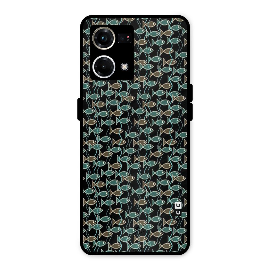 Animated Fishes Art Pattern Metal Back Case for Oppo F21 Pro 4G