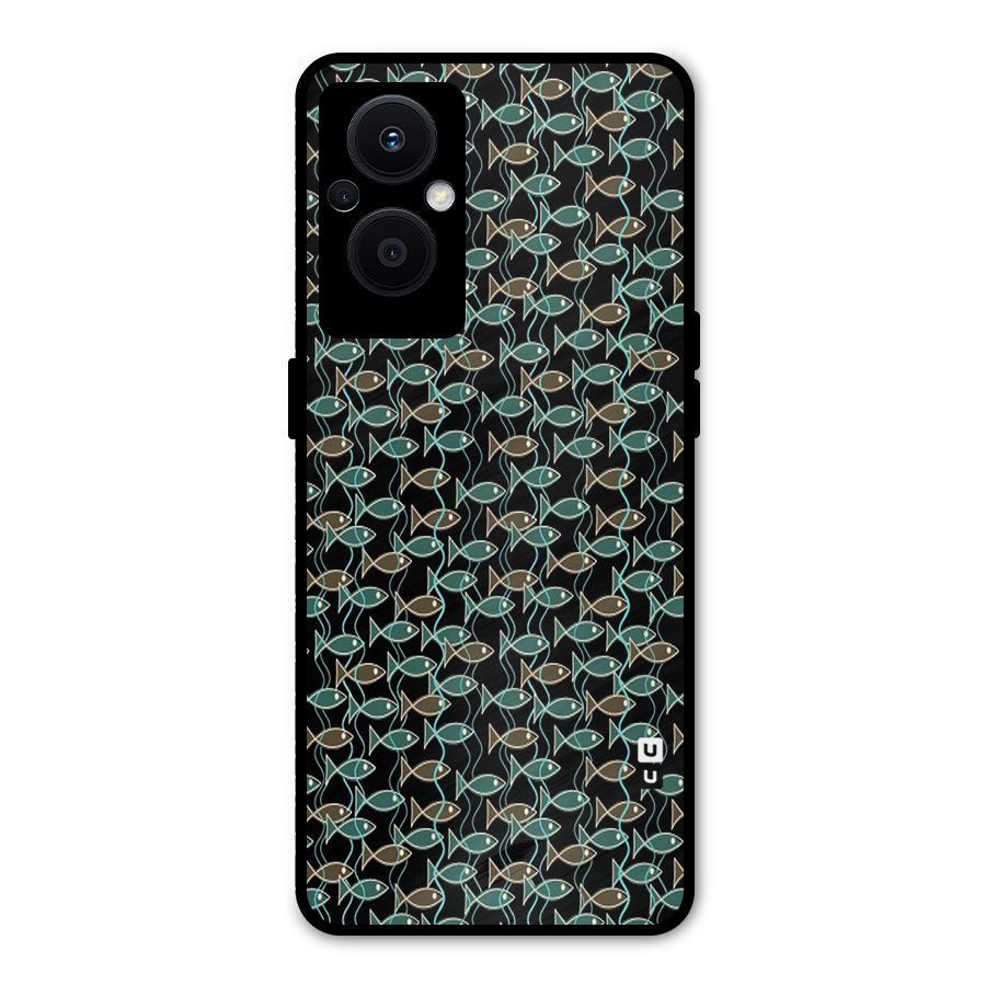 Animated Fishes Art Pattern Metal Back Case for Oppo F21 Pro 5G