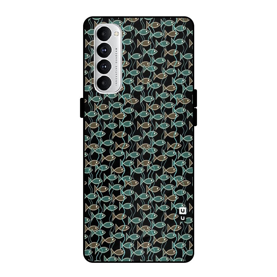 Animated Fishes Art Pattern Metal Back Case for Oppo Reno4 Pro