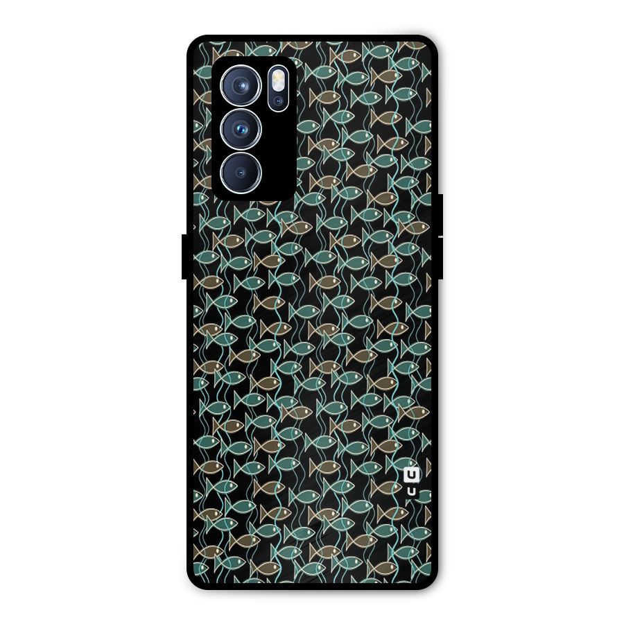Animated Fishes Art Pattern Metal Back Case for Oppo Reno6 Pro 5G