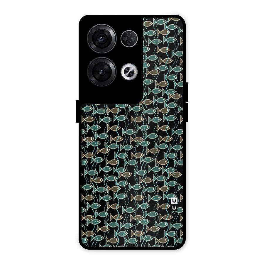 Animated Fishes Art Pattern Metal Back Case for Oppo Reno8 Pro 5G