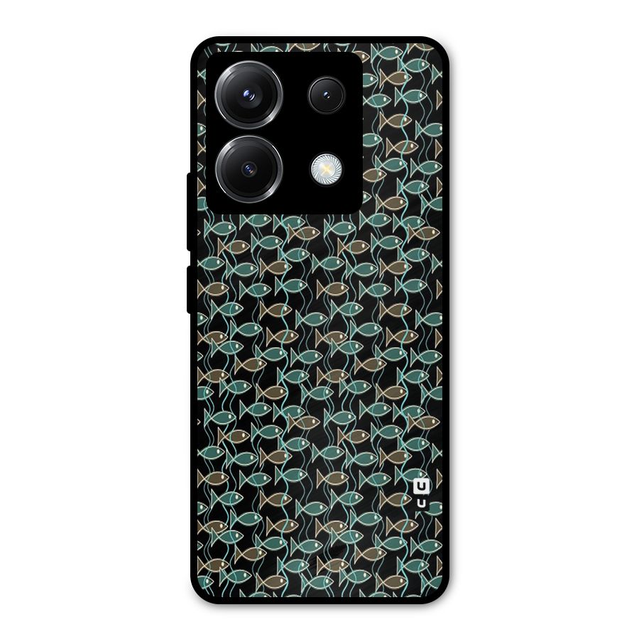 Animated Fishes Art Pattern Metal Back Case for Poco X6
