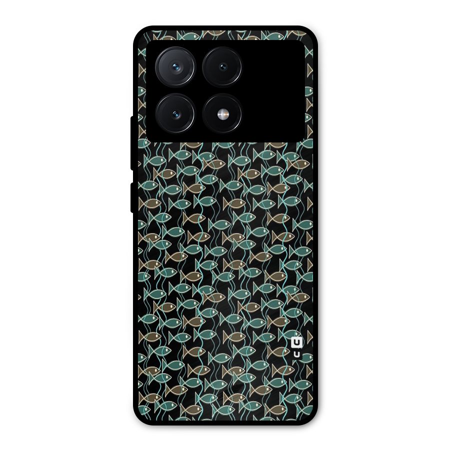 Animated Fishes Art Pattern Metal Back Case for Poco X6 Pro
