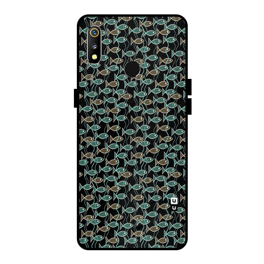 Animated Fishes Art Pattern Metal Back Case for Realme 3i