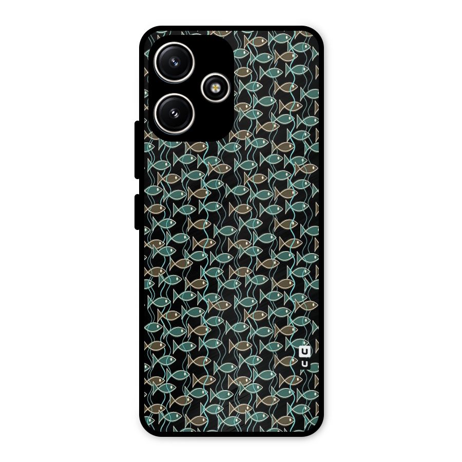 Animated Fishes Art Pattern Metal Back Case for Redmi 12 5G