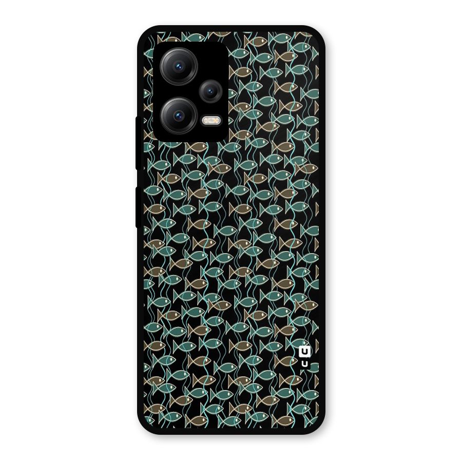 Animated Fishes Art Pattern Metal Back Case for Redmi Note 12 5G