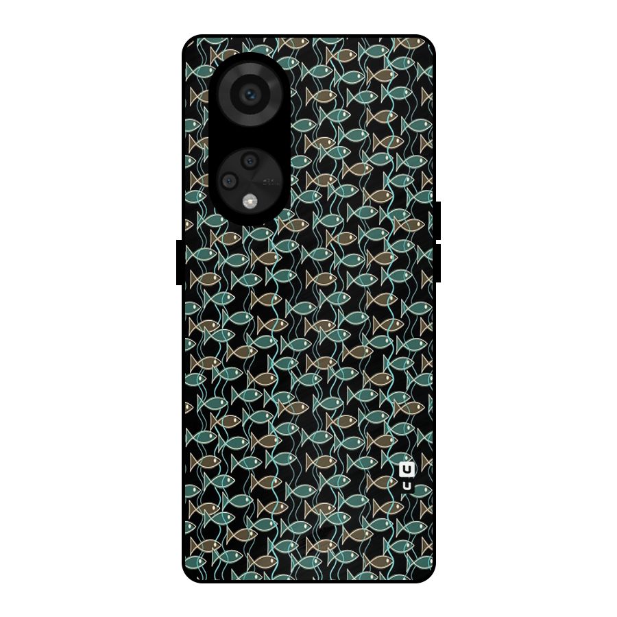 Animated Fishes Art Pattern Metal Back Case for Reno8 T 5G