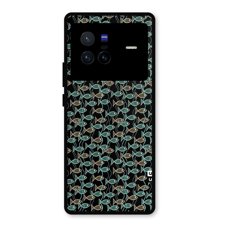 Animated Fishes Art Pattern Metal Back Case for Vivo X80