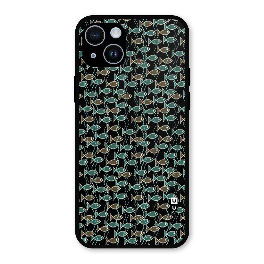 Animated Fishes Art Pattern Metal Back Case for iPhone 14