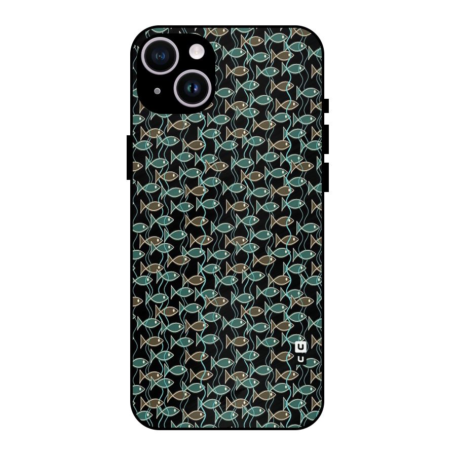 Animated Fishes Art Pattern Metal Back Case for iPhone 14 Plus