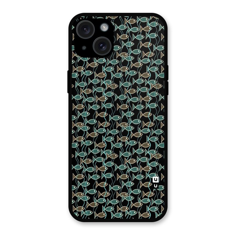 Animated Fishes Art Pattern Metal Back Case for iPhone 15 Plus