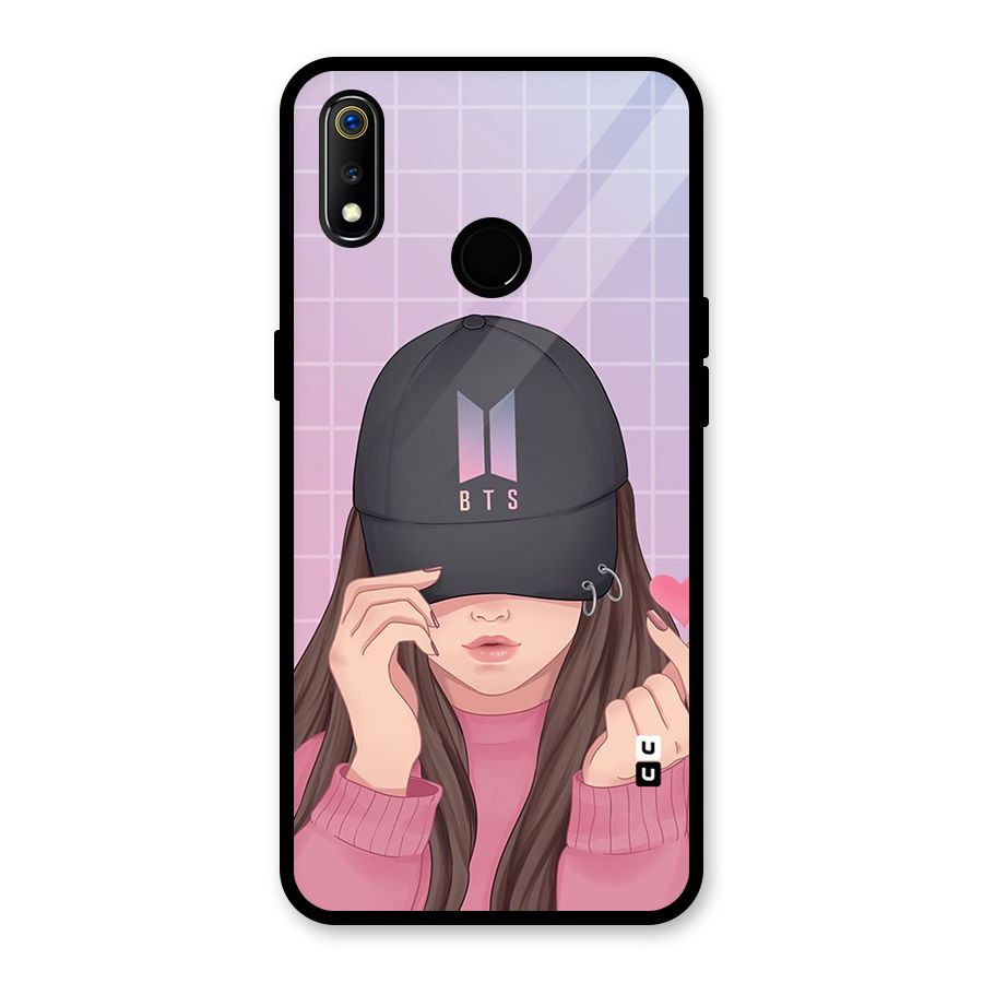 Anime Beautiful BTS Girl Glass Back Case for Realme 3i