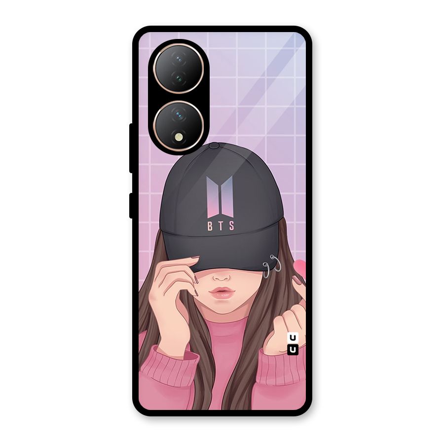 Anime Beautiful BTS Girl Glass Back Case for Vivo Y100A