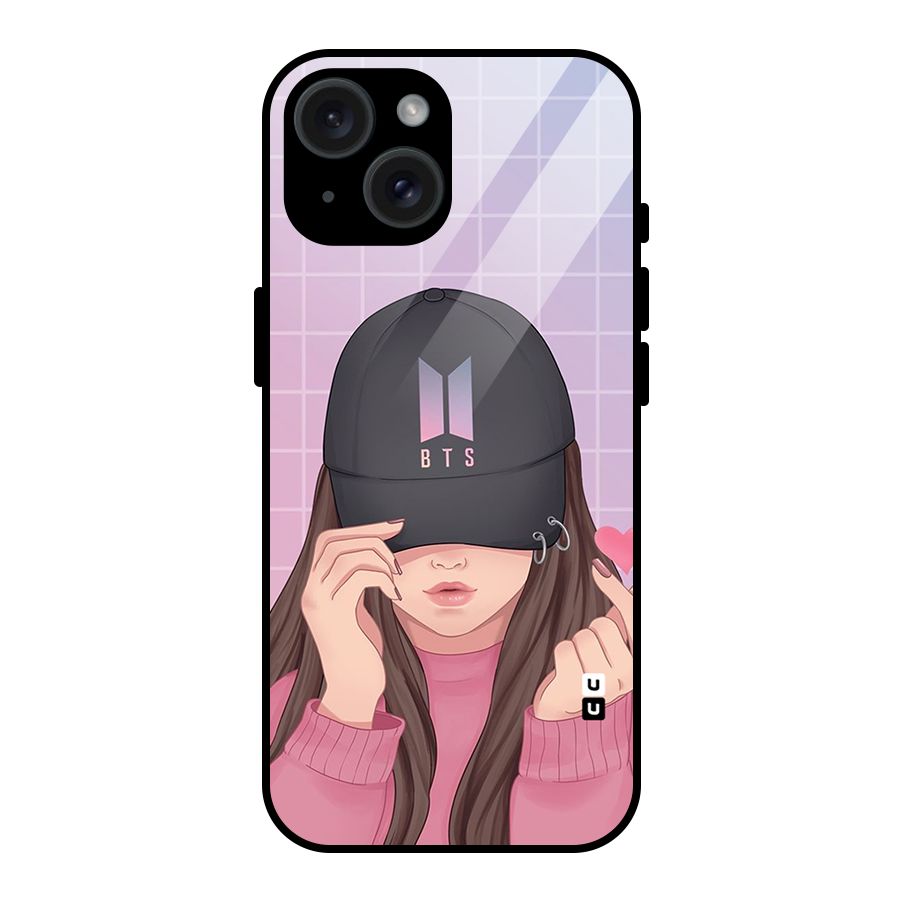 Anime Beautiful BTS Girl Glass Back Case for iPhone 15