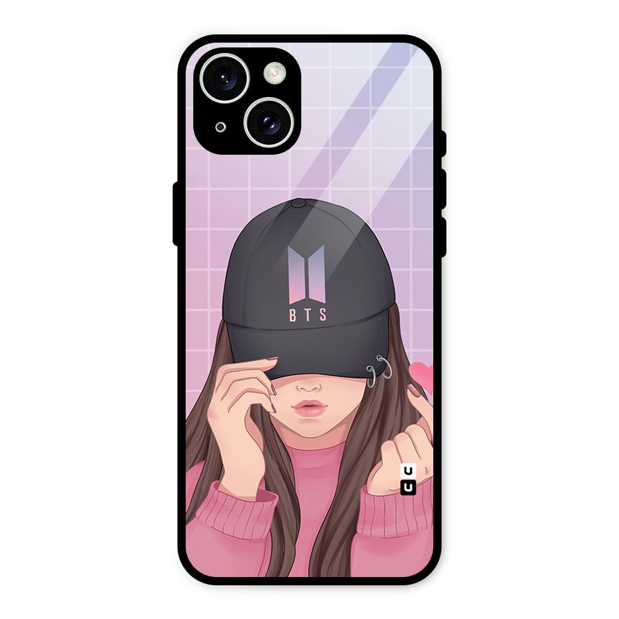 Anime Beautiful BTS Girl Glass Back Case for iPhone 15 Plus