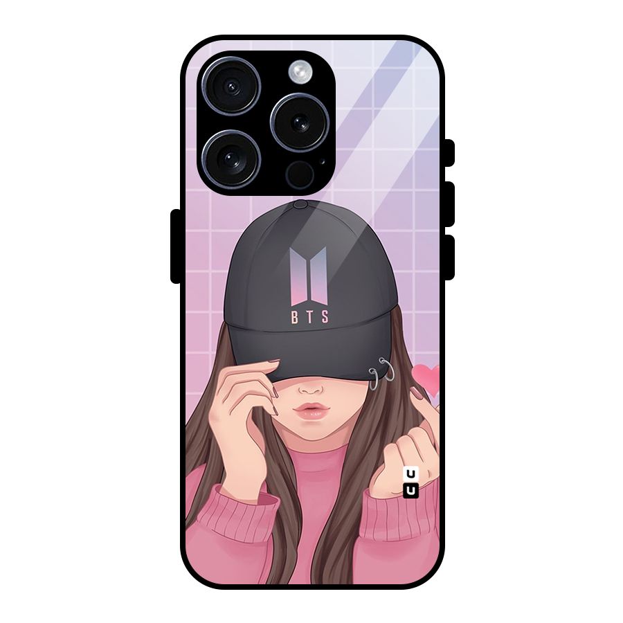 Anime Beautiful BTS Girl Glass Back Case for iPhone 15 Pro