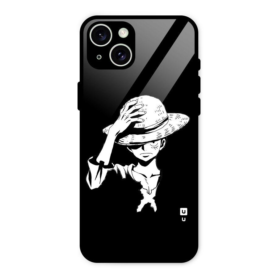 Anime One Piece Luffy Silhouette Glass Back Case for iPhone 15 Plus