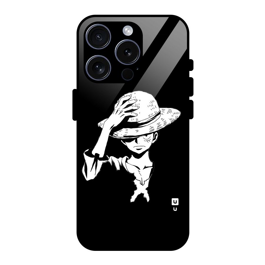 Anime One Piece Luffy Silhouette Glass Back Case for iPhone 15 Pro