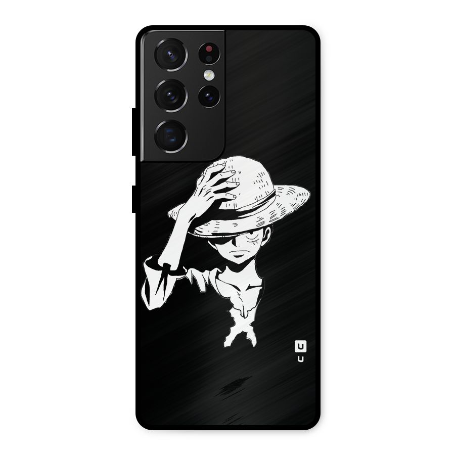 Anime One Piece Luffy Silhouette Metal Back Case for Galaxy S21 Ultra 5G