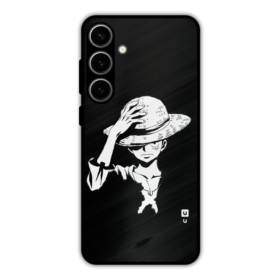 Anime One Piece Luffy Silhouette Metal Back Case for Galaxy S24 Plus