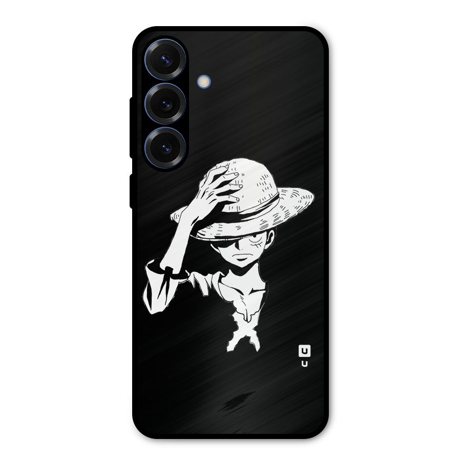 Anime One Piece Luffy Silhouette Metal Back Case for Galaxy S25 Plus