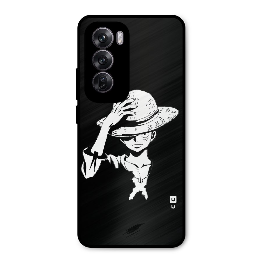 Anime One Piece Luffy Silhouette Metal Back Case for Oppo Reno12 Pro