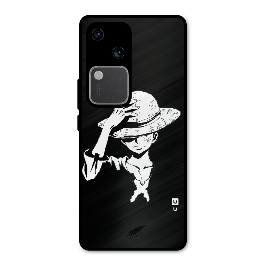 Anime One Piece Luffy Silhouette Metal Back Case for Vivo V30 Pro