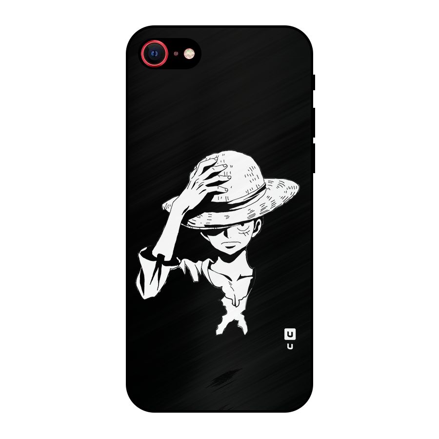 Anime One Piece Luffy Silhouette Metal Back Case for iPhone SE 2022