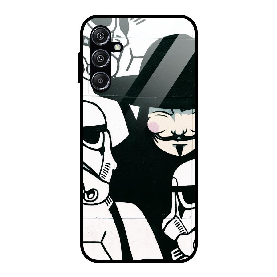 Anonymous Hat Glass Back Case for Galaxy M34 5G