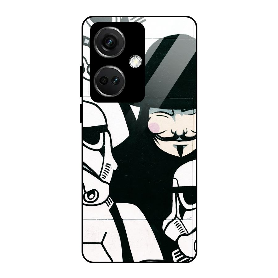 Anonymous Hat Glass Back Case for OnePlus Nord CE 3 5G