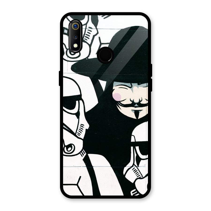 Anonymous Hat Glass Back Case for Realme 3i