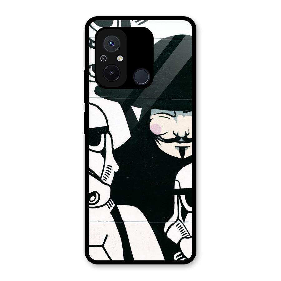 Anonymous Hat Glass Back Case for Redmi 12C