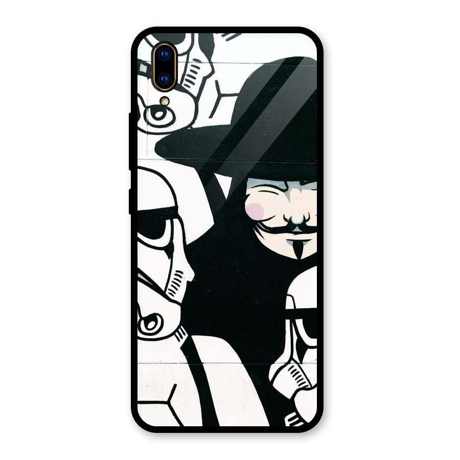 Anonymous Hat Glass Back Case for Vivo V11 Pro