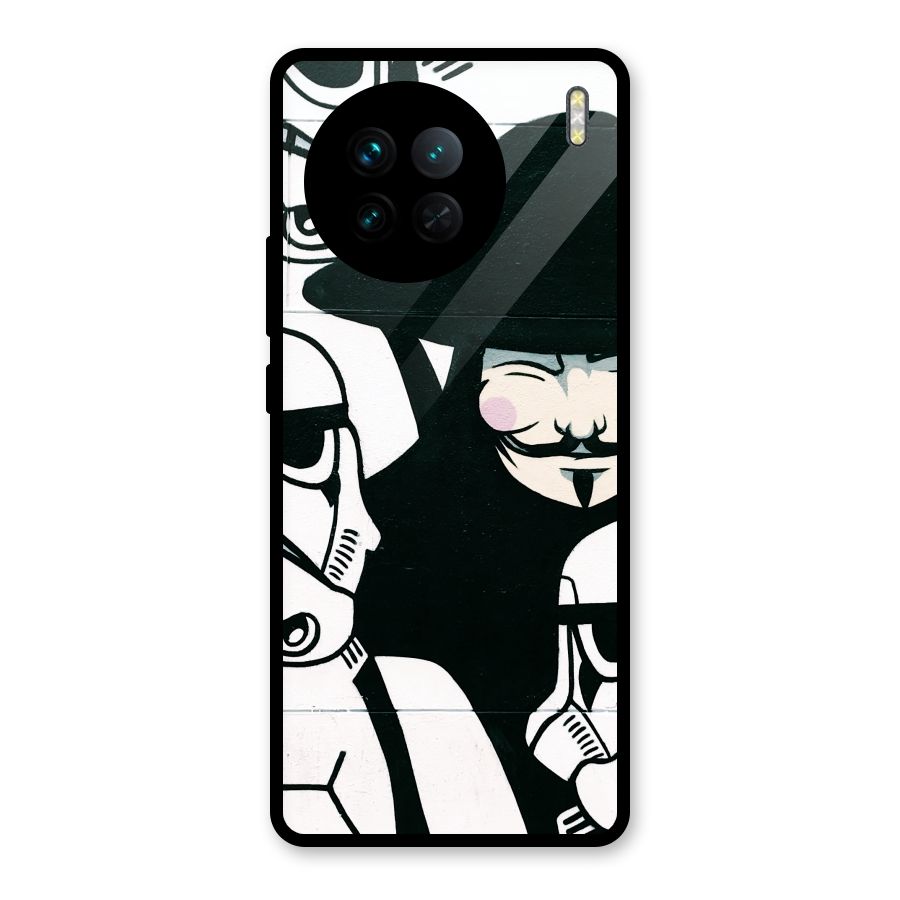 Anonymous Hat Glass Back Case for Vivo X90