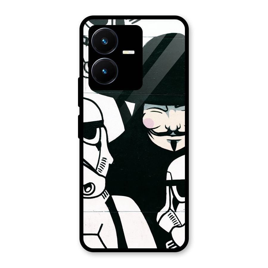 Anonymous Hat Glass Back Case for Vivo Y22s