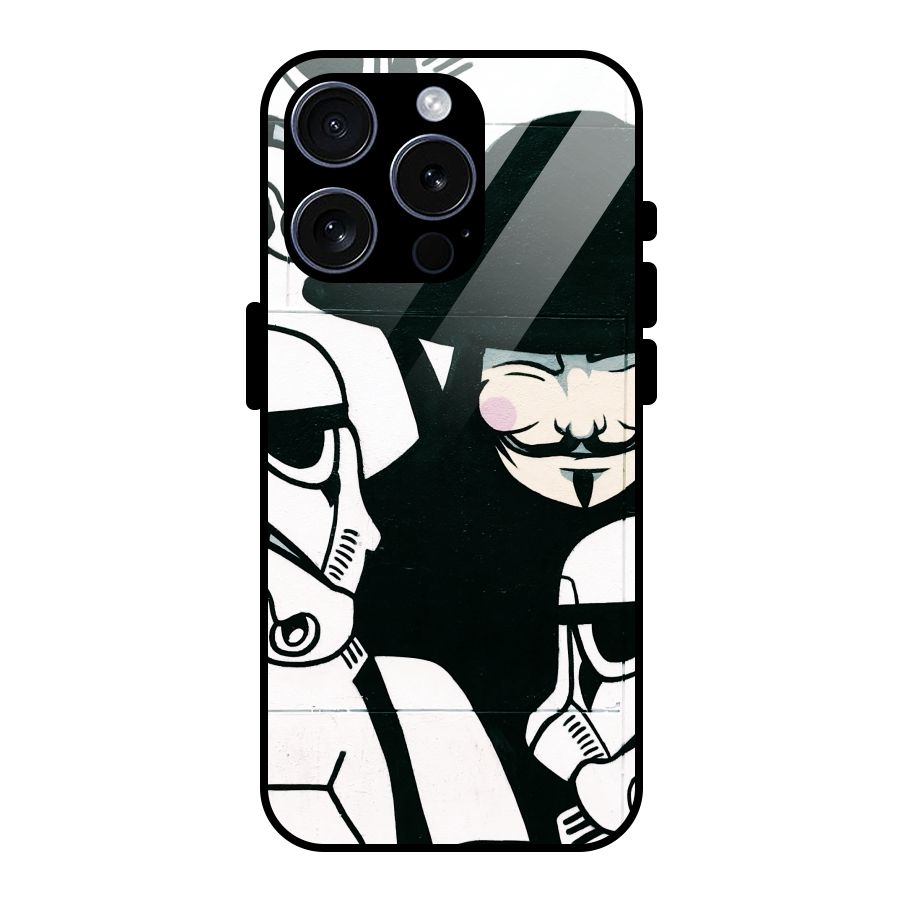 Anonymous Hat Glass Back Case for iPhone 15 Pro