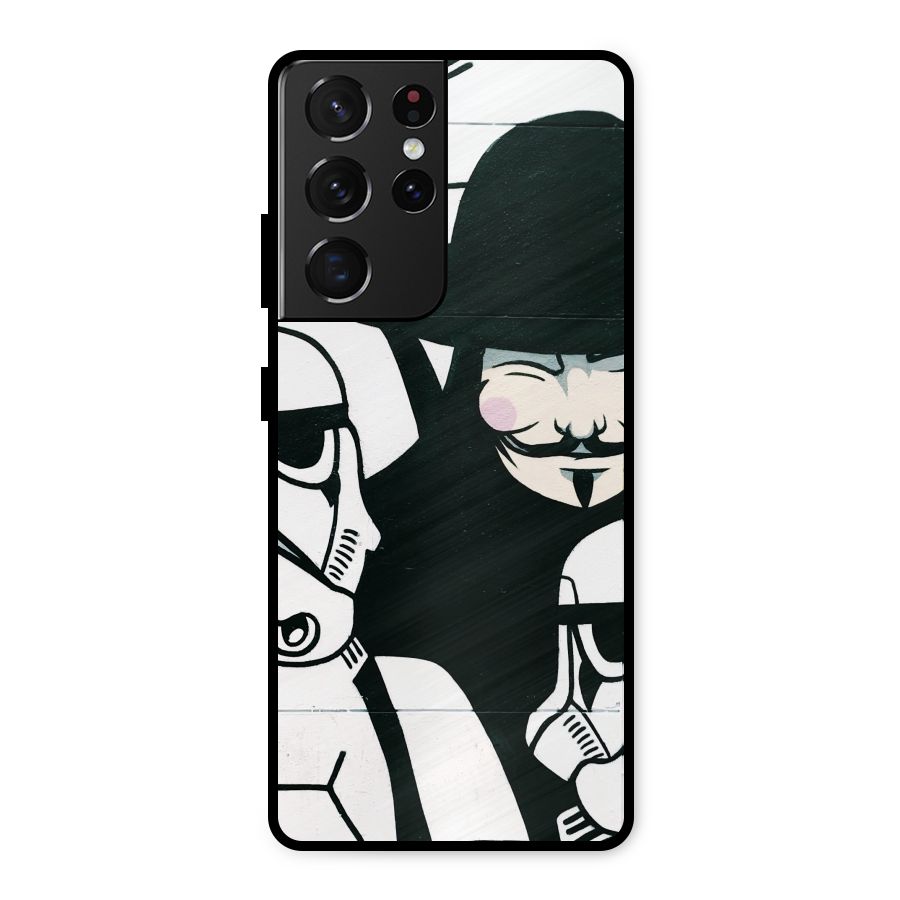 Anonymous Hat Metal Back Case for Galaxy S21 Ultra 5G