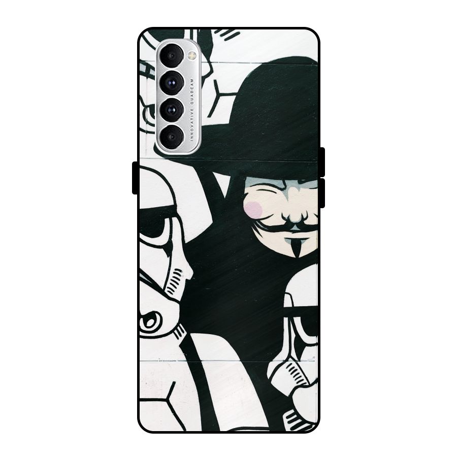 Anonymous Hat Metal Back Case for Oppo Reno4 Pro