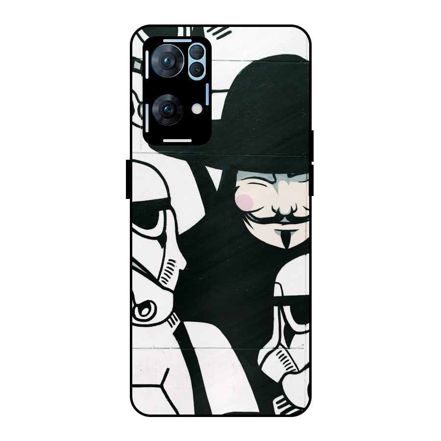 Anonymous Hat Metal Back Case for Oppo Reno7 Pro 5G