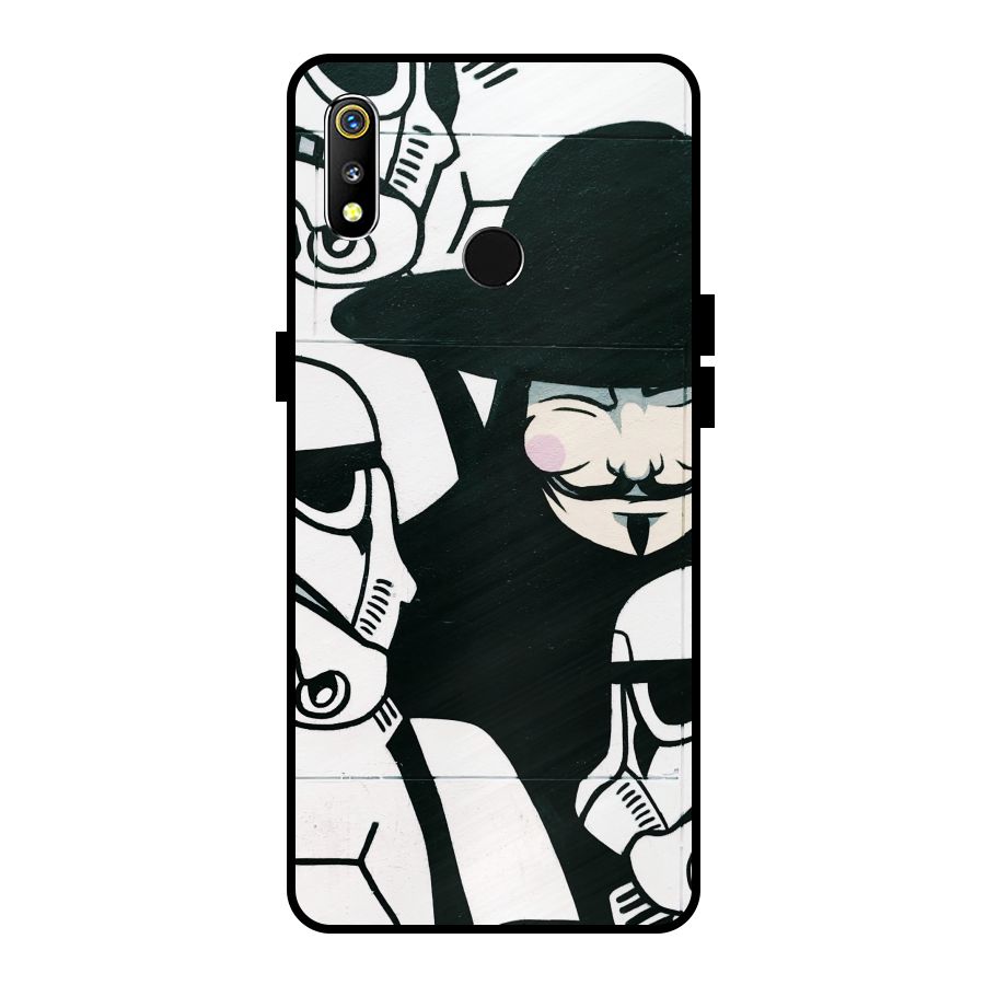Anonymous Hat Metal Back Case for Realme 3i