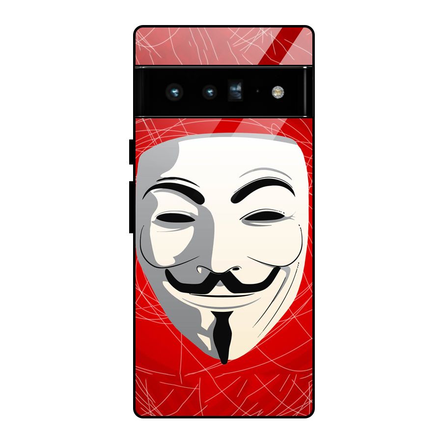 Anonymous Mask Abstract Glass Back Case for Google Pixel 6 Pro