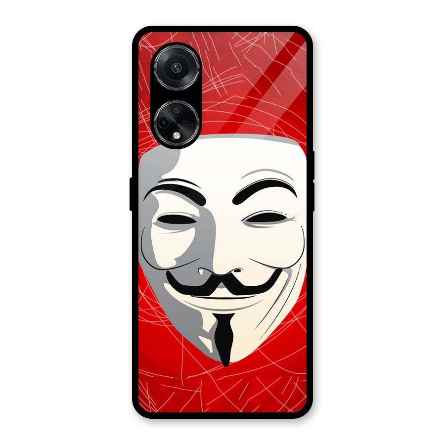 Anonymous Mask Abstract Glass Back Case for Oppo F23