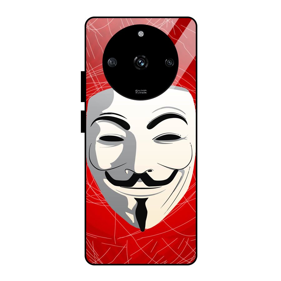 Anonymous Mask Abstract Glass Back Case for Realme Narzo 60 5G