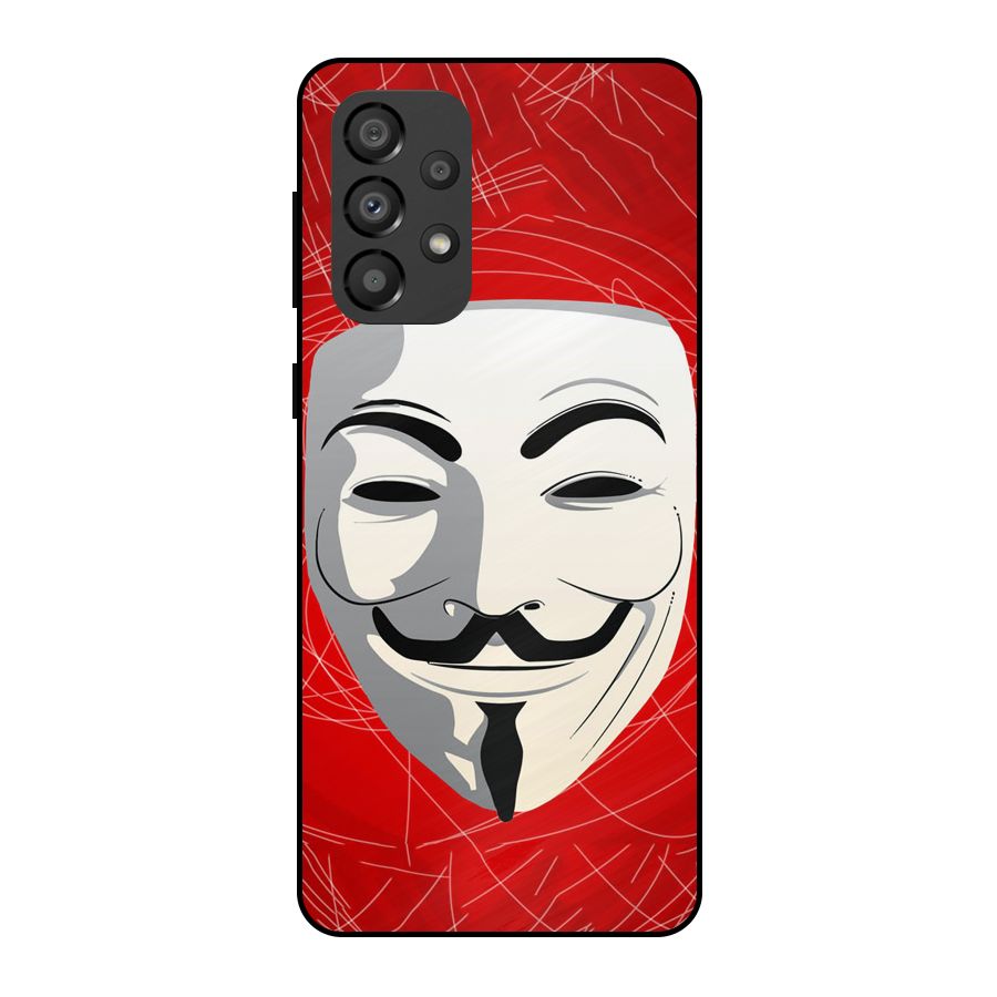 Anonymous Mask Abstract Metal Back Case for Galaxy A33 5G