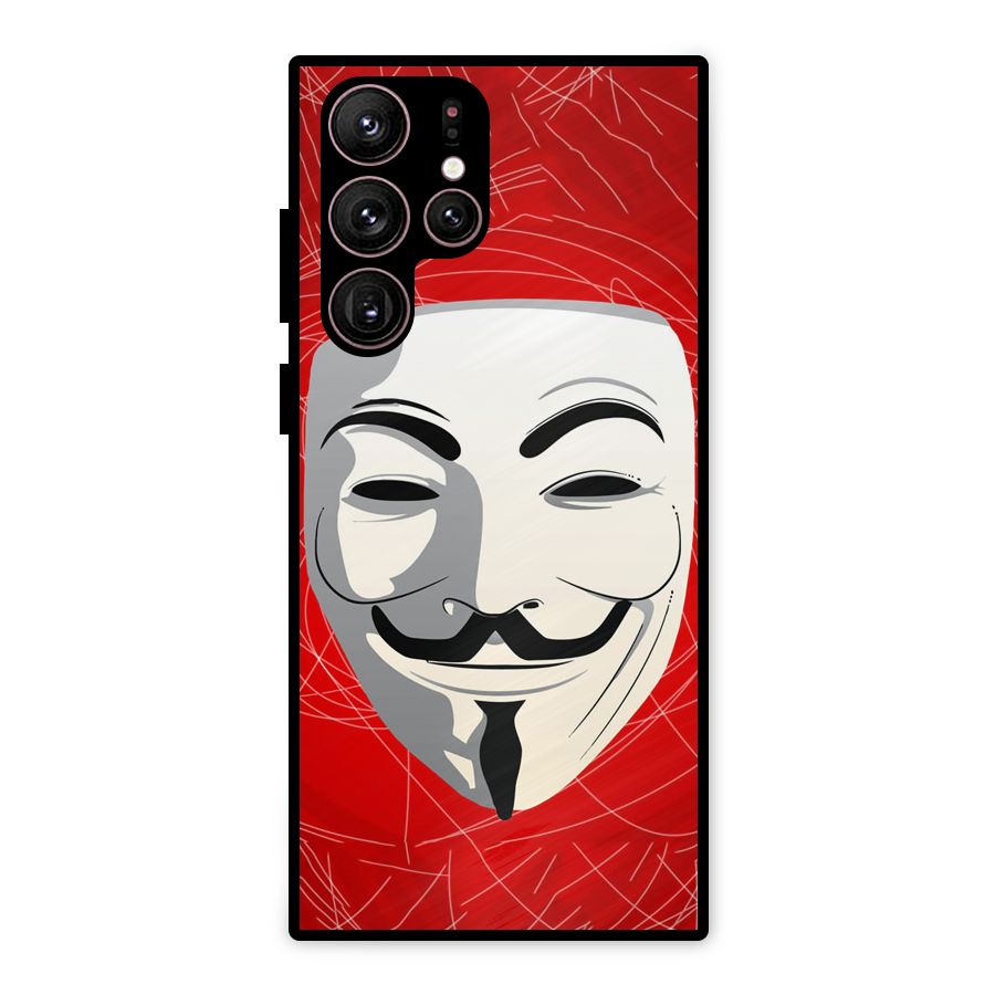 Anonymous Mask Abstract Metal Back Case for Galaxy S22 Ultra 5G