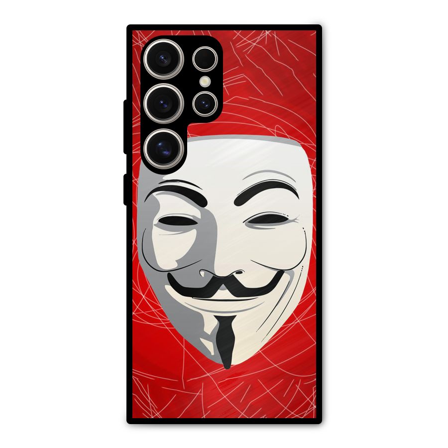 Anonymous Mask Abstract Metal Back Case for Galaxy S24 Ultra